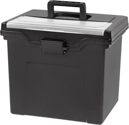 IRIS USA File Box File Organizer Plastic File Box for Letter/Legal File, BPA-Free Plastic Storage Bin Tote Organizer with Durable and Secure Latching Lid, Stackable and Nestable, Clear 35 Qt. 4Pack