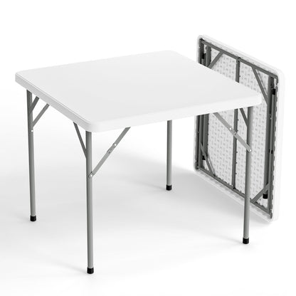 VINGLI White Card Square Table, 34 inch Foldable Legs Full Table Top, Easy to Set up and Store, Folding Portable for Game Puzzles, Gathering, Party, Dining, Indoor, Outdoor, Outside