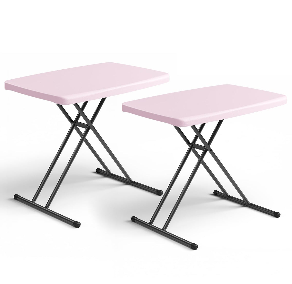 Folding Table 30 Inch - Small Desk Adjustable Height TV Tray for Laptop, Couch, Camping - Heavy Duty Utility Foldable Table for Small Spaces, No Assembly Required,Plastic White Granite