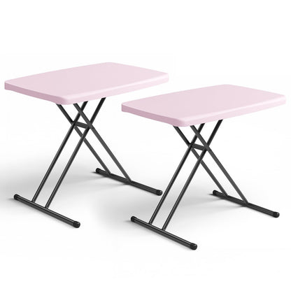 Folding Table 30 Inch - Small Desk Adjustable Height TV Tray for Laptop, Couch, Camping - Heavy Duty Utility Foldable Table for Small Spaces, No Assembly Required,Plastic White Granite