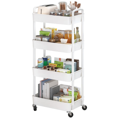 Sywhitta 3-Tier Plastic Rolling Utility Cart with Wheels for Storage,Black