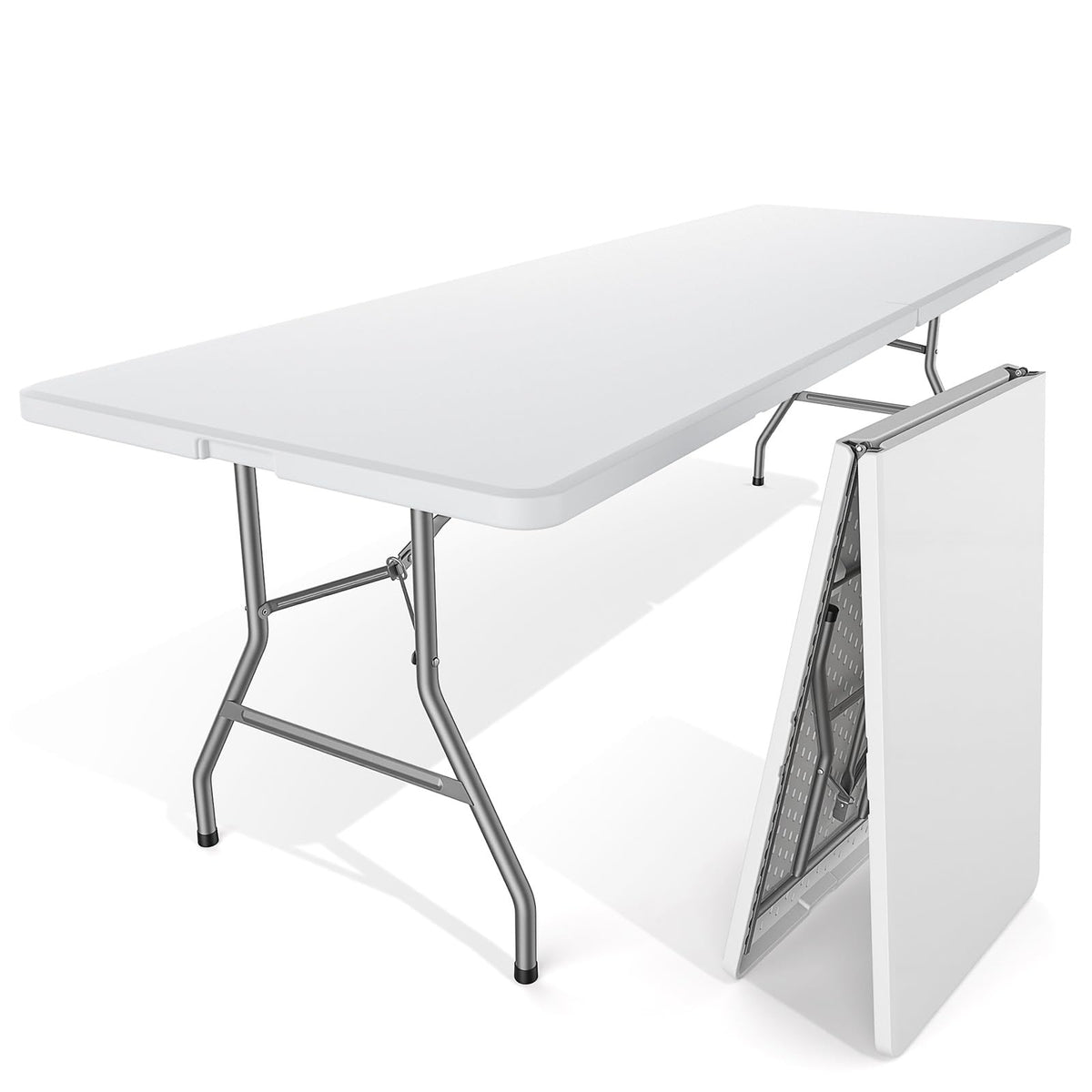 Sweetcrispy 6 FT Folding Picnic Table, Easy to Fold and Store