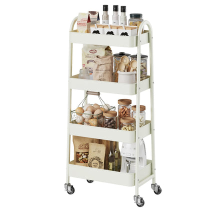 DUMOS 3 Tiers Rolling Cart, Utility Cart, Metal, Pink