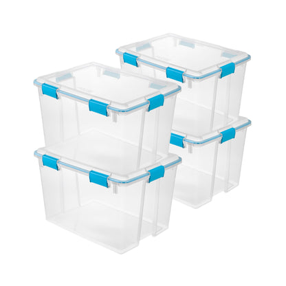 Sterilite Gasket Storage Box with Lids for Home & Office, 37 Quart, 4-Pack