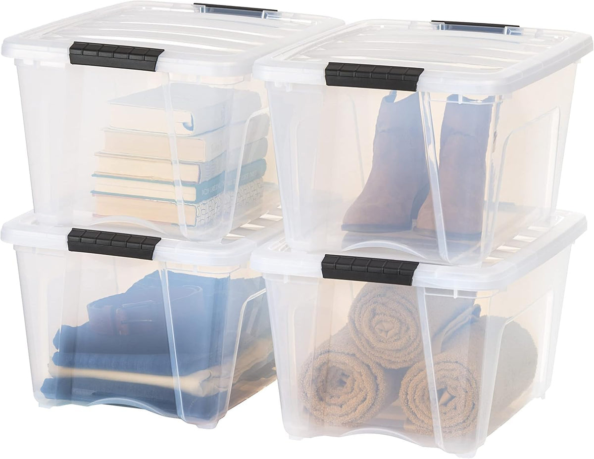 IRIS USA 4-Pack 40 Quart Storage Bins with Lids, Clear