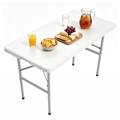Sweetcrispy 6 FT Folding Picnic Table, Easy to Fold and Store