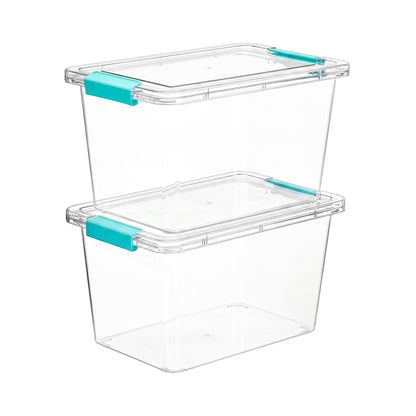 Vtopmart 4 Pack 6 Qt Plastic Storage Bins with Lids, Clear Sensory Bins