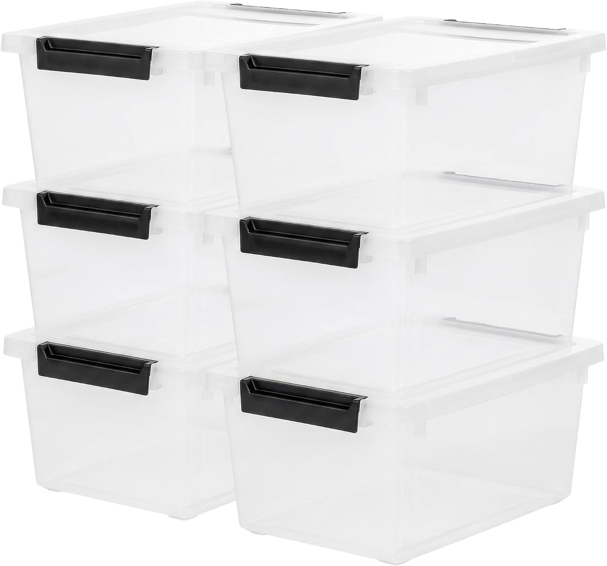 IRIS USA Storage Bins with Lids |Made in USA| 6 Qt - (4-Pack) - Clear