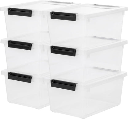 IRIS USA Storage Bins with Lids |Made in USA| 6 Qt - (4-Pack) - Clear
