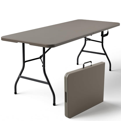Folding Table 30 Inch - Small Desk Adjustable Height TV Tray for Laptop, Couch, Camping - Heavy Duty Utility Foldable Table for Small Spaces, No Assembly Required,Plastic White Granite