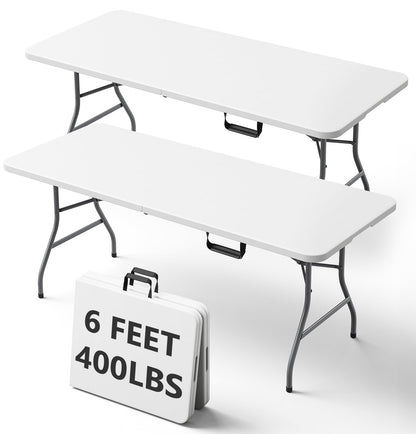 Folding Table 30 Inch - Small Desk Adjustable Height TV Tray for Laptop, Couch, Camping - Heavy Duty Utility Foldable Table for Small Spaces, No Assembly Required,Plastic White Granite