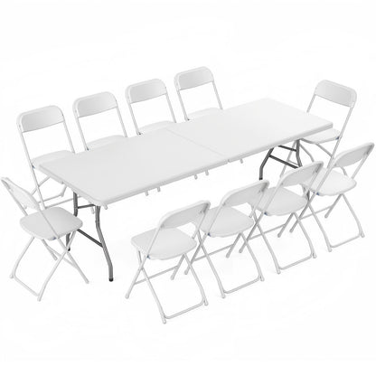 DUMOS 6 FT Folding Picnic Table, Portable Plastic Table, Easy to Keep