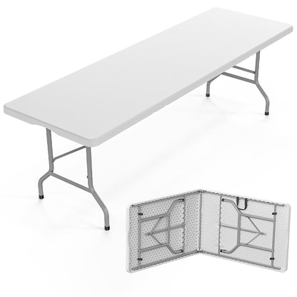Bonnlo Folding Table 6ft, Portable Collapsible Plastic White Long Tables for Party, Camping, Banquet, Craft, Dining, Wedding, Outdoor and Indoor Use