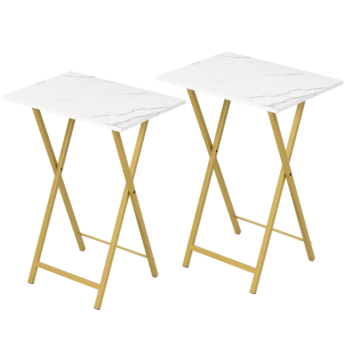 HOOBRO Folding TV Tray Tables, Set of 2 Side Table for Small Space, Industrial Snack Tables for Eating at Couch, Stable Metal Frame, Easy Assembly, Space Saving, Rustic Brown and Black BF25BZ01