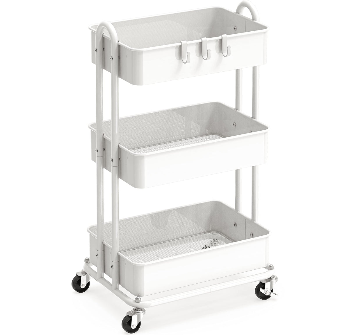 Simple Houseware 3-Tier Heavy Duty Metal Utility Rolling Cart, Black