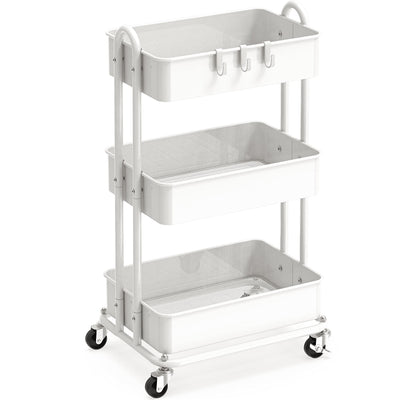 Simple Houseware 3-Tier Heavy Duty Metal Utility Rolling Cart, Black