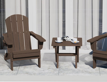 SERWALL Small Folding Side Table, HDPE Outdoor End Table, Coffee