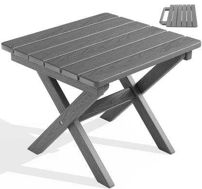 SERWALL Small Folding Side Table, HDPE Outdoor End Table, Coffee