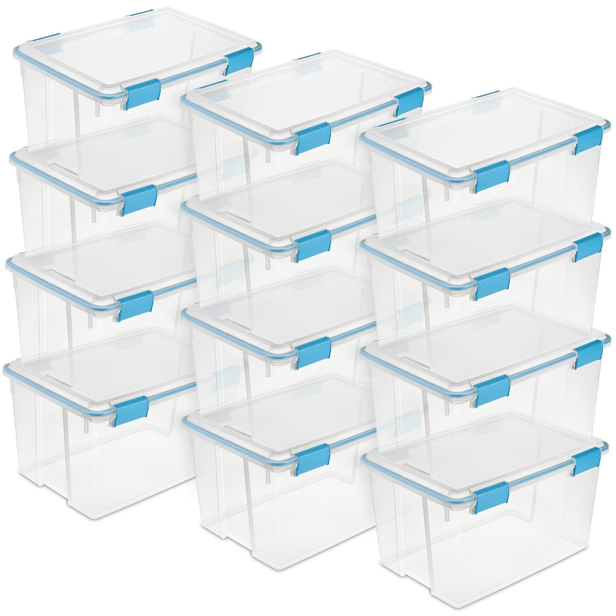 Sterilite Gasket Storage Box with Lids for Home & Office, 37 Quart, 4-Pack