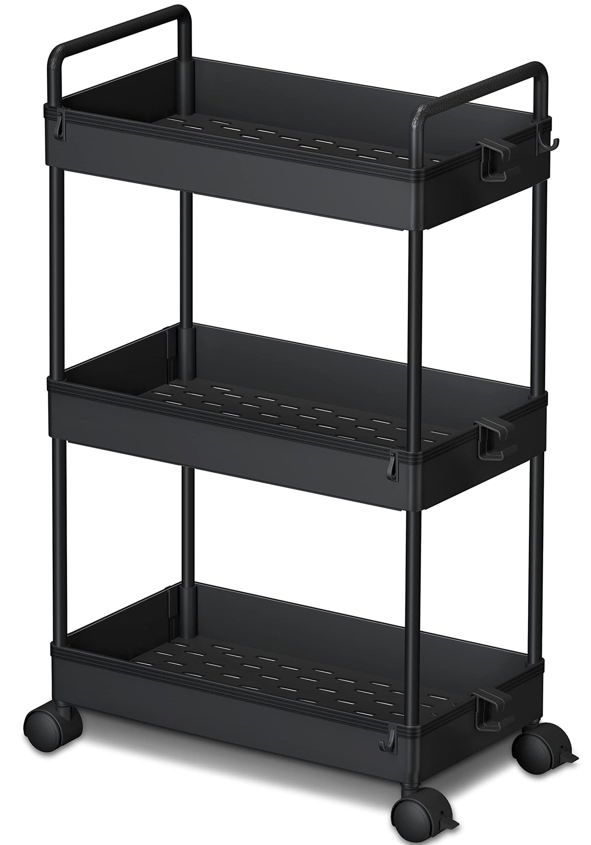 Ronlap 3 Tier Slim Rolling Storage Cart with Wheels Utility Organizer,White