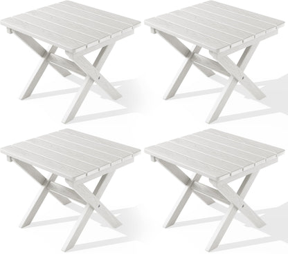 SERWALL Small Folding Side Table, HDPE Outdoor End Table, Coffee