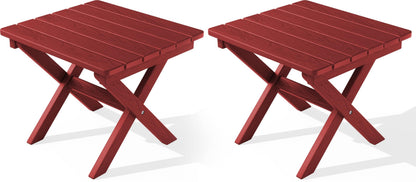 SERWALL Small Folding Side Table, HDPE Outdoor End Table, Coffee