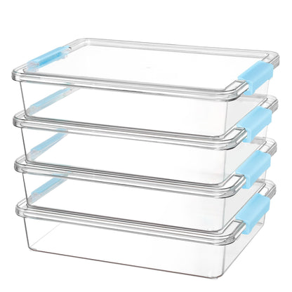 Vtopmart 4 Pack 6 Qt Plastic Storage Bins with Lids, Clear Sensory Bins