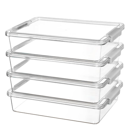 Vtopmart 4 Pack 6 Qt Plastic Storage Bins with Lids, Clear Sensory Bins