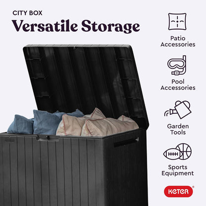 Keter City 30 Gal Outdoor Storage Box and Patio Side Table