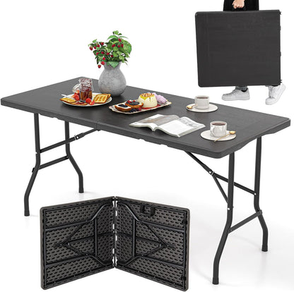 Tangkula 5FT Folding Table, HDPE Plastic Picnic Table for 4-6Person