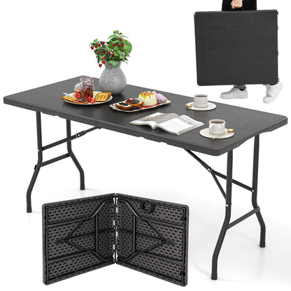 Tangkula 5FT Folding Table, HDPE Plastic Picnic Table for 4-6Person
