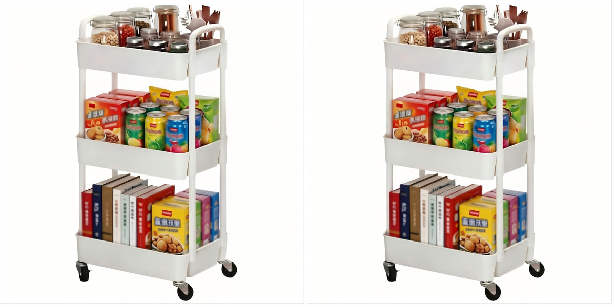 Sywhitta 3-Tier Plastic Rolling Utility Cart with Wheels for Storage,Black
