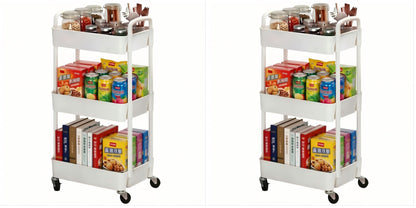 Sywhitta 3-Tier Plastic Rolling Utility Cart with Wheels for Storage,Black