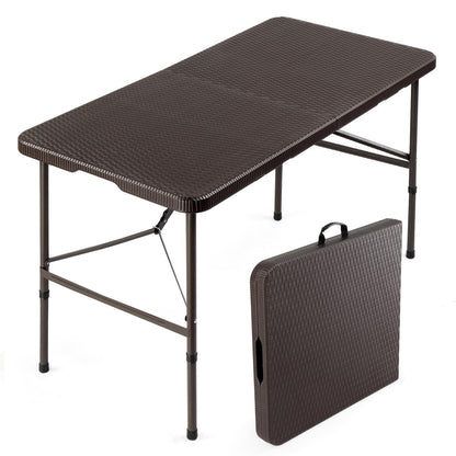 VINGLI 6 Foot Plastic Folding Table Portable Long Table for Indoor Outdoor Use Rectangular with Carrying Handle, Smooth HDPE Tabletop, White