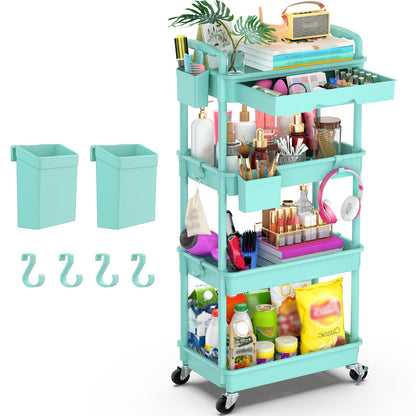 Goovilla 3 Tier Rolling Utility Cart Organizer with Removable Drawer, White