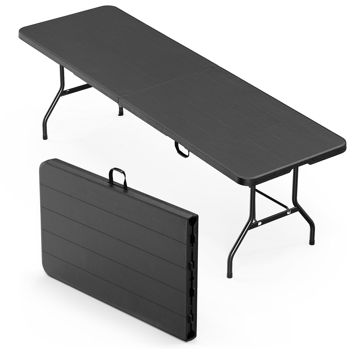 Bonnlo Folding Table 6ft, Portable Collapsible Plastic White Long Tables for Party, Camping, Banquet, Craft, Dining, Wedding, Outdoor and Indoor Use