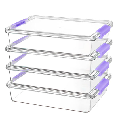 Vtopmart 4 Pack 6 Qt Plastic Storage Bins with Lids, Clear Sensory Bins