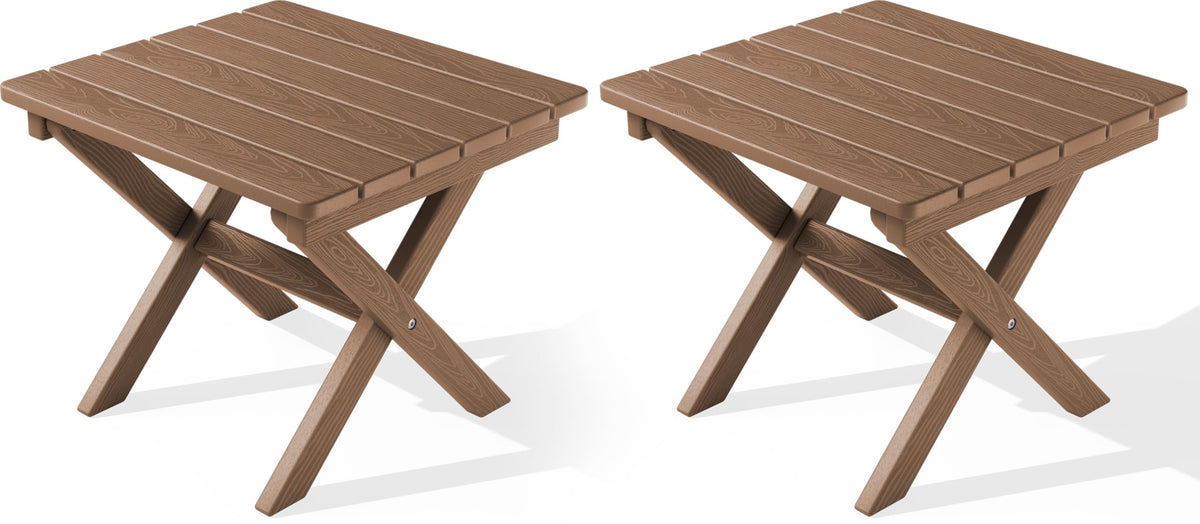 SERWALL Small Folding Side Table, HDPE Outdoor End Table, Coffee