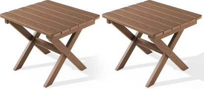 SERWALL Small Folding Side Table, HDPE Outdoor End Table, Coffee