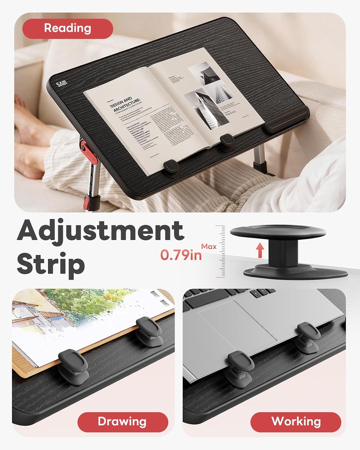 Laptop Desk Table, SAIJI Adjustable Laptop Stand, Portable Lap Desks