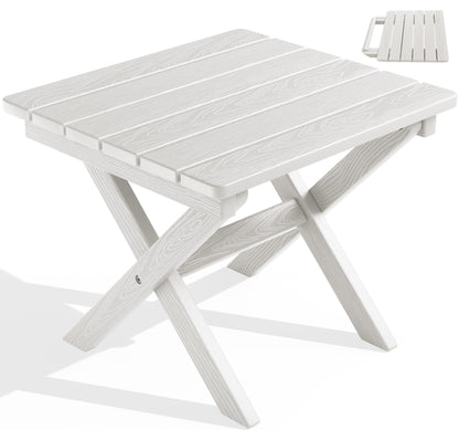 SERWALL Small Folding Side Table, HDPE Outdoor End Table, Coffee