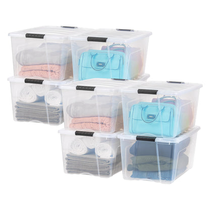 IRIS USA 6-Pack 54 Quart Storage Bins with Lids, Clear