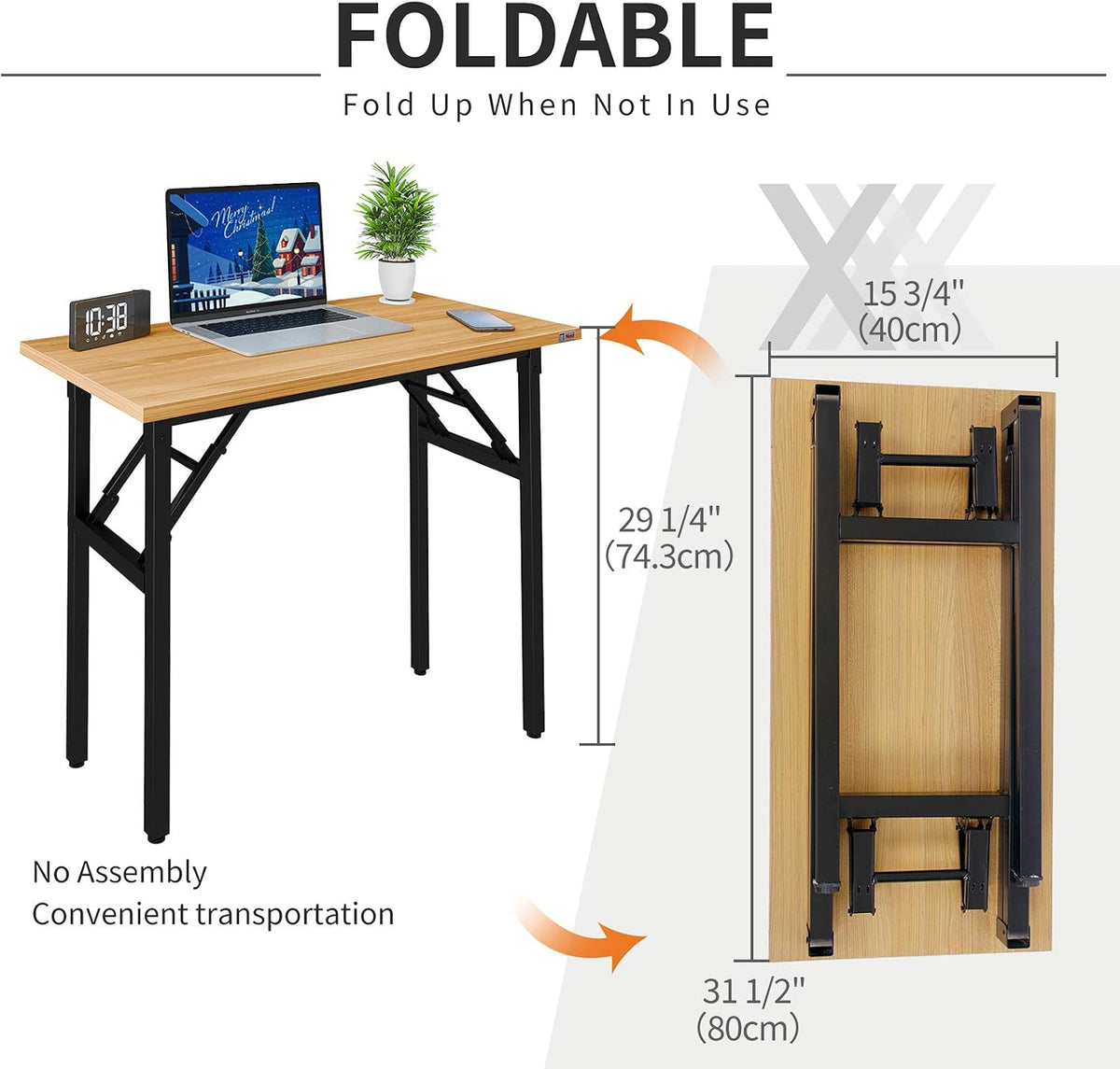 Need Small Computer Desk 31.5x15.7 Inch Folding Home Office Table Teak