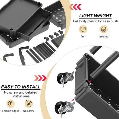 Goovilla 3 Tier Rolling Utility Cart Organizer with Removable Drawer, Black
