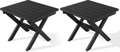 SERWALL Small Folding Side Table, HDPE Outdoor End Table, Coffee