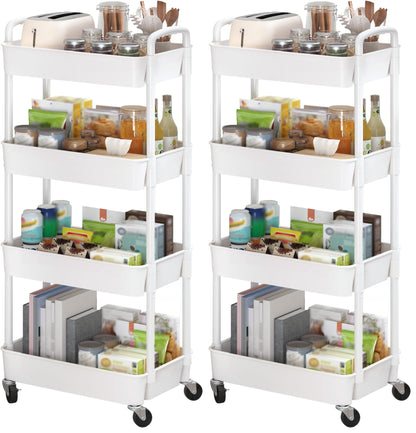 Sywhitta 3-Tier Plastic Rolling Utility Cart with Wheels for Storage,Black