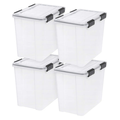 IRIS USA 6-Pack 31 Qt Storage Bins with Gasket Lids, Clear/Black