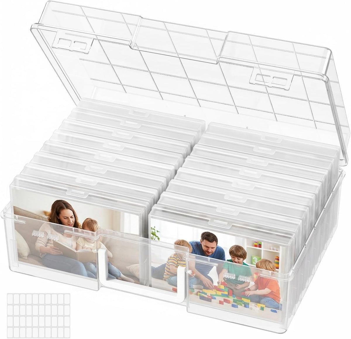 Lifewit 16 Pcs Photo Storage Box for 4"x 6" Pictures, Acid-Free, Clear