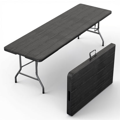 Our Modern Space 8 Feet Foldable Table with Built in Handle & Steel Legs | 8 FT Heavy Duty Portable | Perfect for Party, Dining, Wedding, Events, Picnic Indoor, Outdoor, Camping, Temporary - 8 Foot
