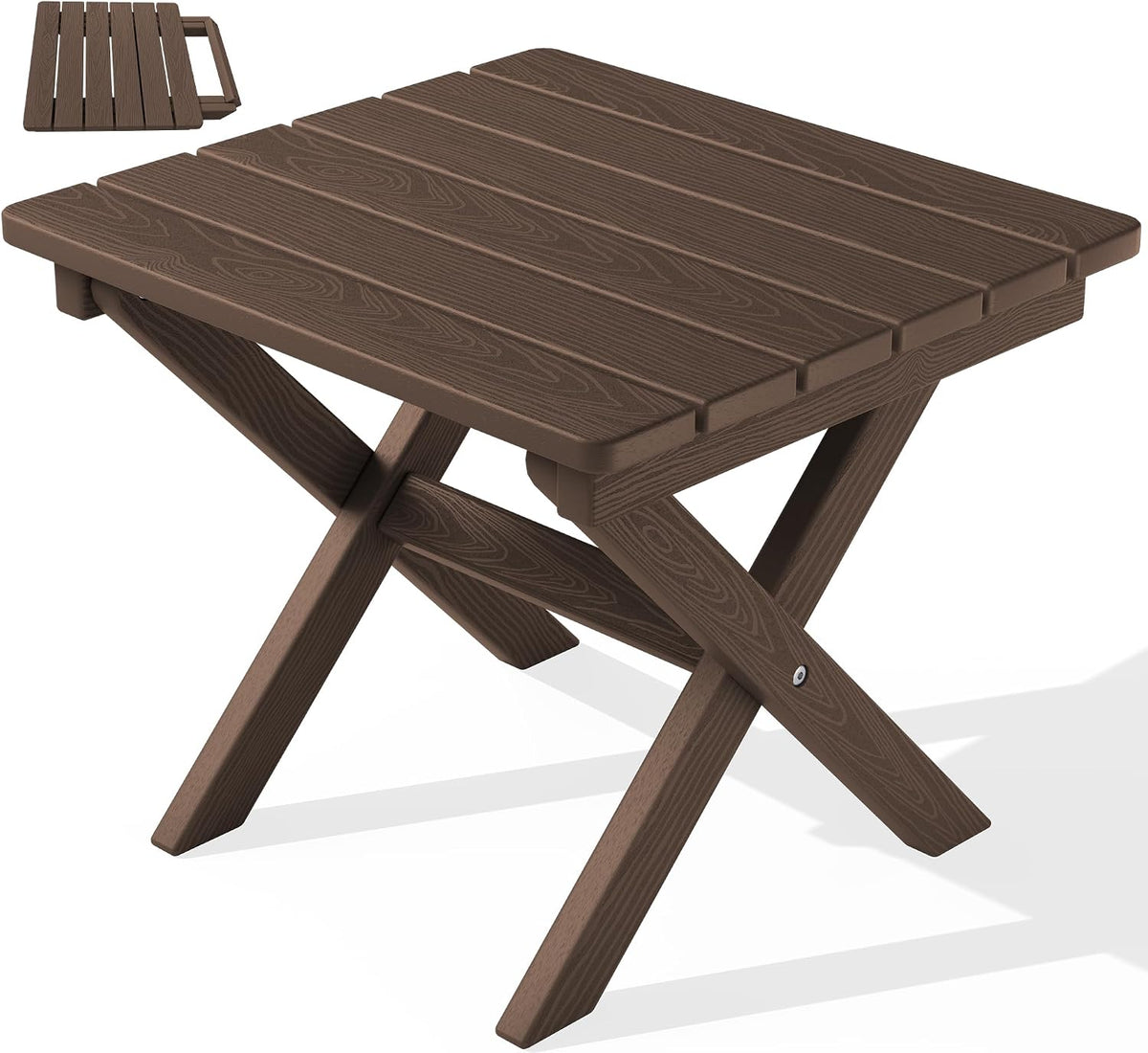 SERWALL Small Folding Side Table, HDPE Outdoor End Table, Coffee